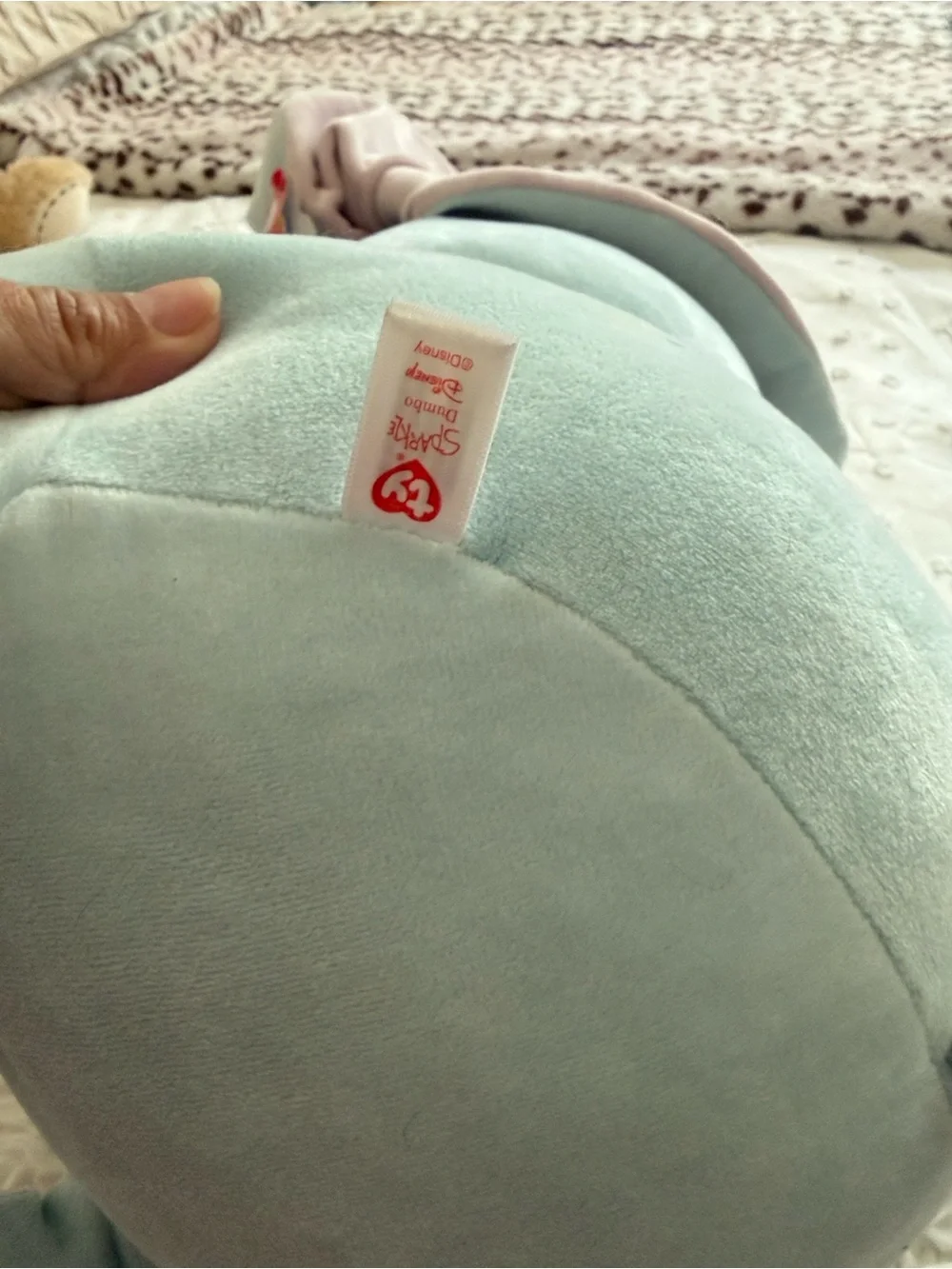 Ty Dumbo Plush - Light Gray with Pink Ears Elephant